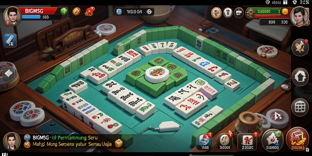 Tampilan menarik gameplay Mahjong dalam BIGMSG.
