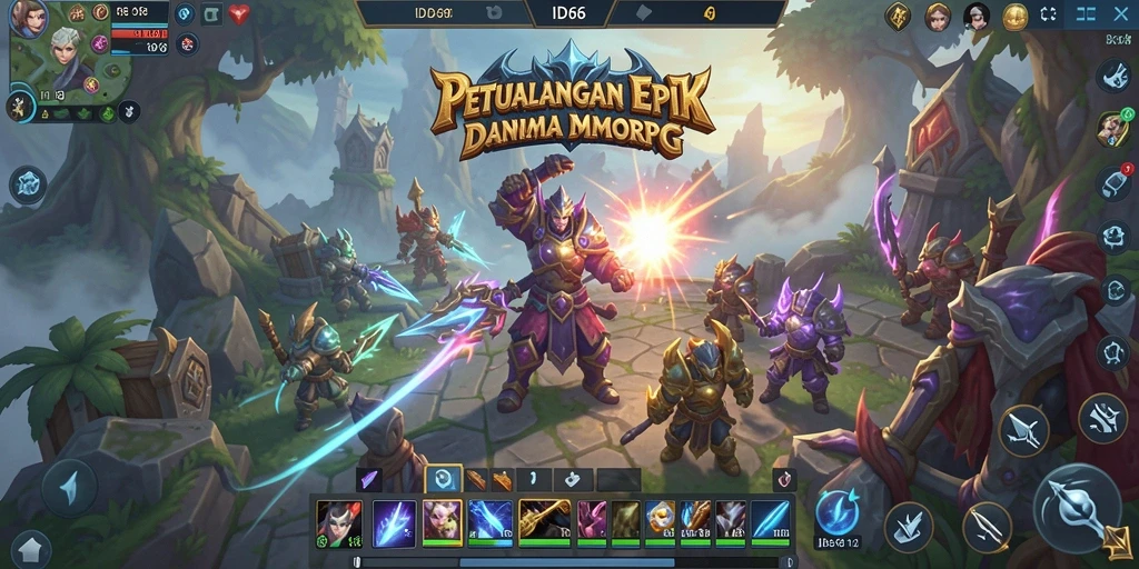 Screenshot ID66 menampilkan aksi pertempuran seru dalam dunia MMORPG.