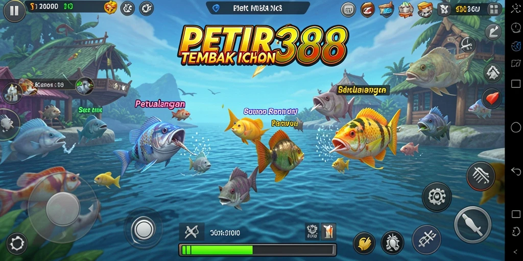 Gameplay seru dalam PETIR388 saat berburu ikan dengan teman.