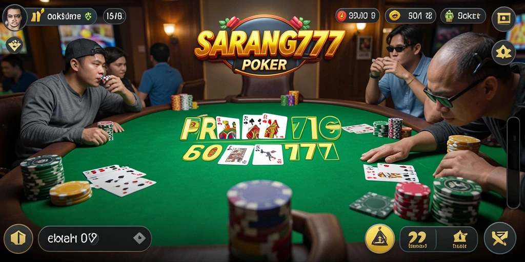 Tampilan gameplay seru di SARANG777 saat bermain poker.
