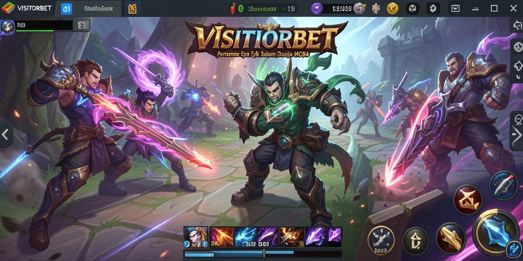 Tampilan gameplay seru dari VISITORBET, pertarungan antar karakter yang epik.
